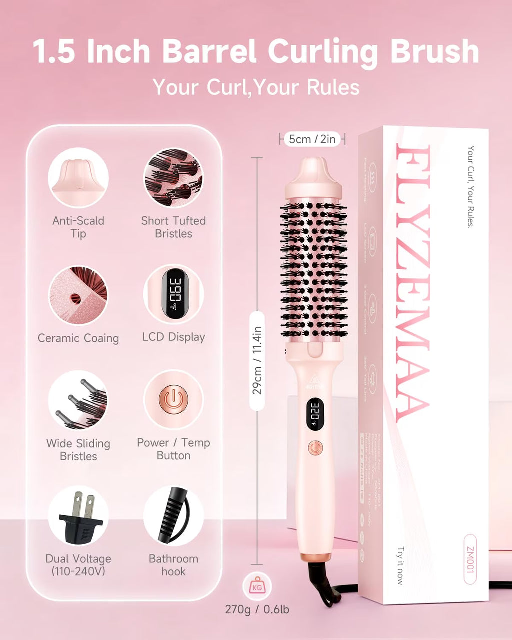 Dual Voltage Ionic Thermal Brush 